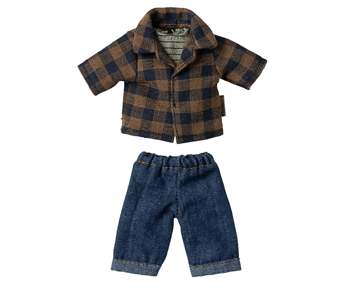 Brown Checked Shirt and Pants, Dad Mouse