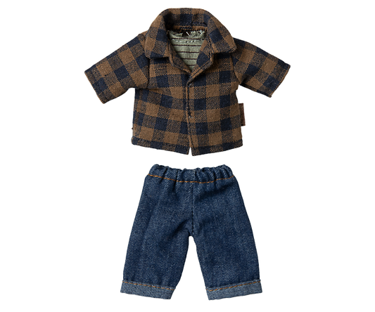 Brown Checked Shirt and Pants, Dad Mouse