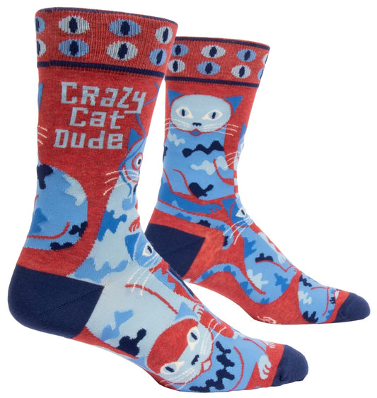 Crazy Cat Dude Men's Crew Socks