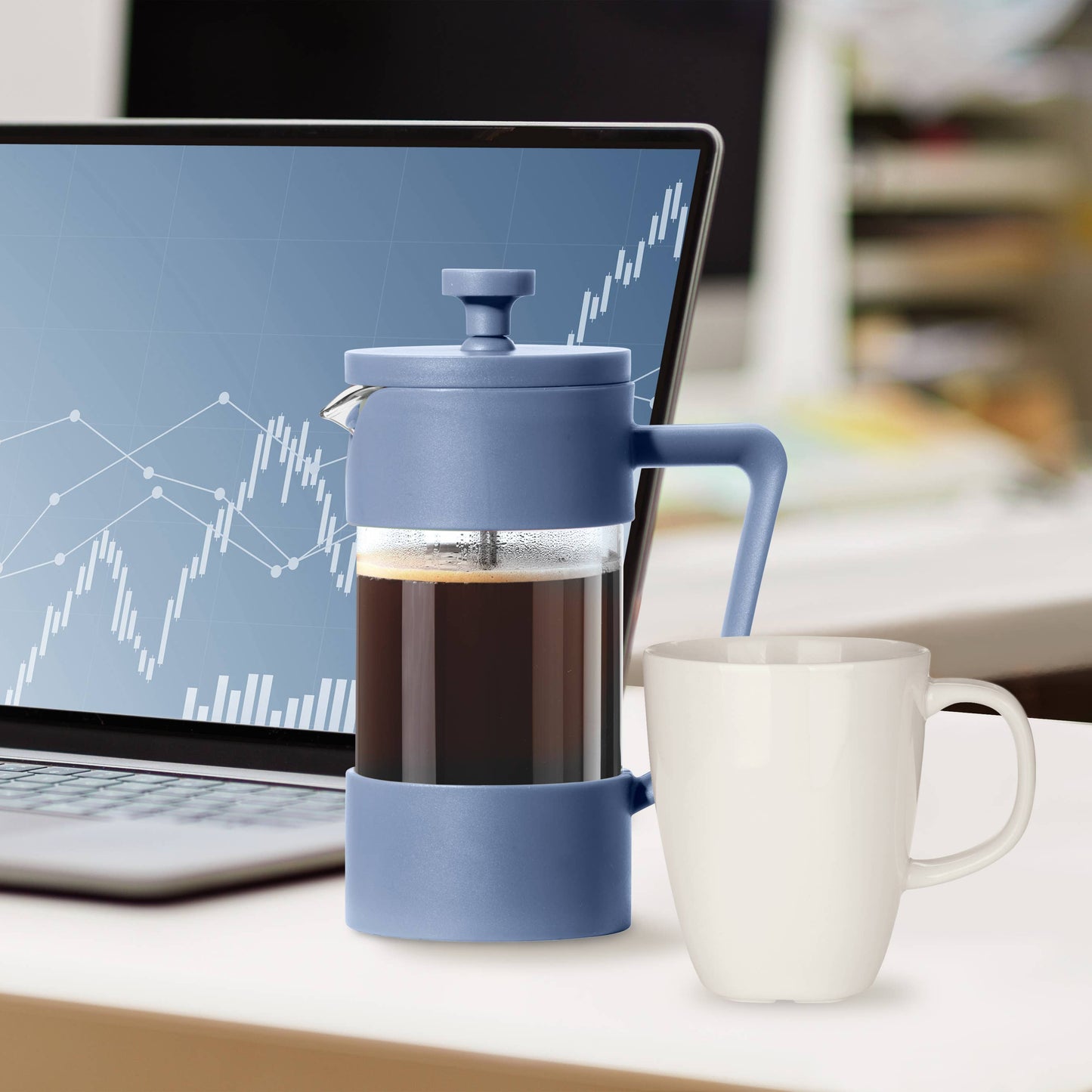 French Press 3 Cup Coffee Maker (350 ml, 12 oz) Blue