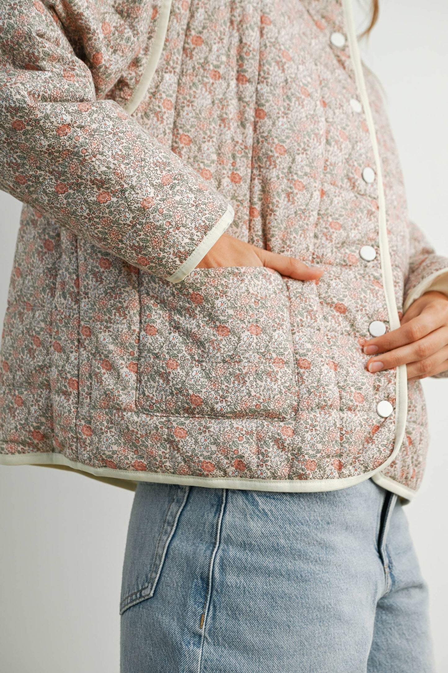 Qilted Jacket With Lightweight Boho Print