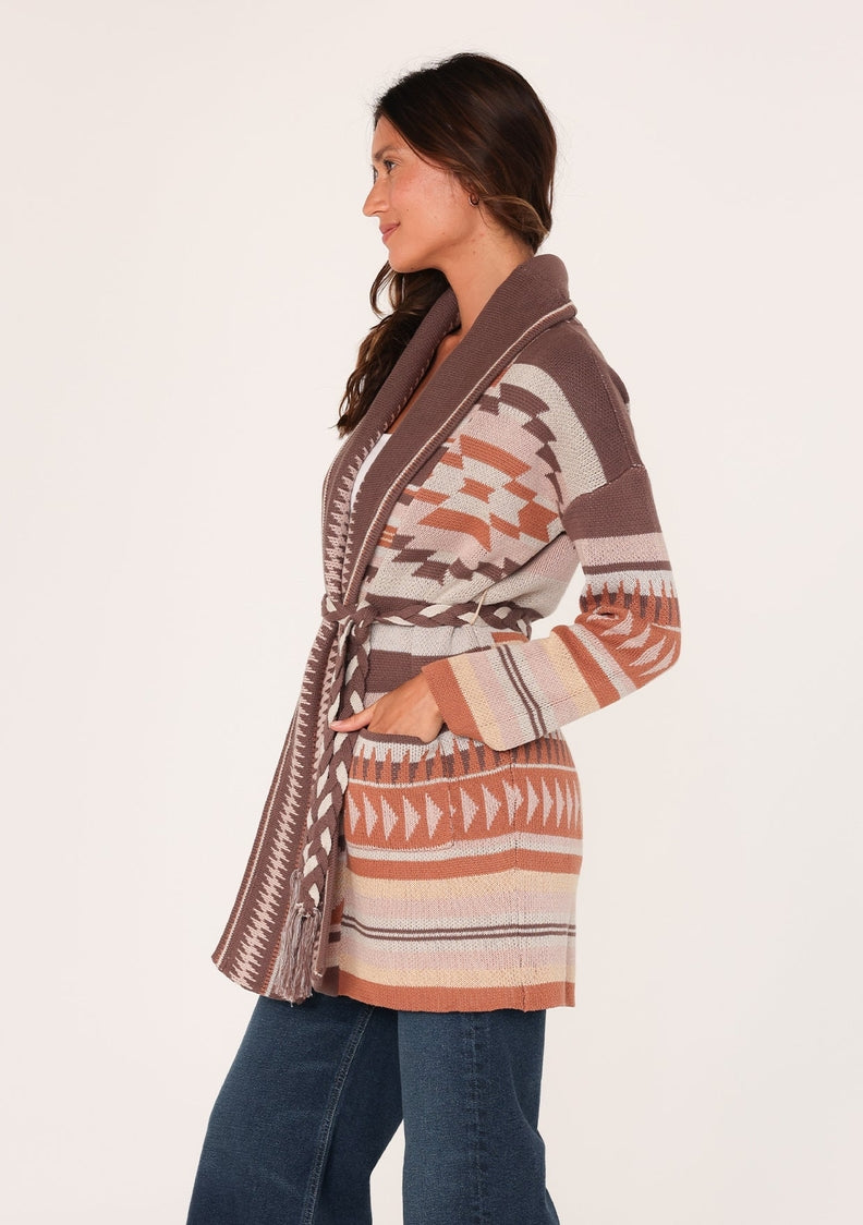 Heritage Jacquard Long Sleeve Wrap Cardigan