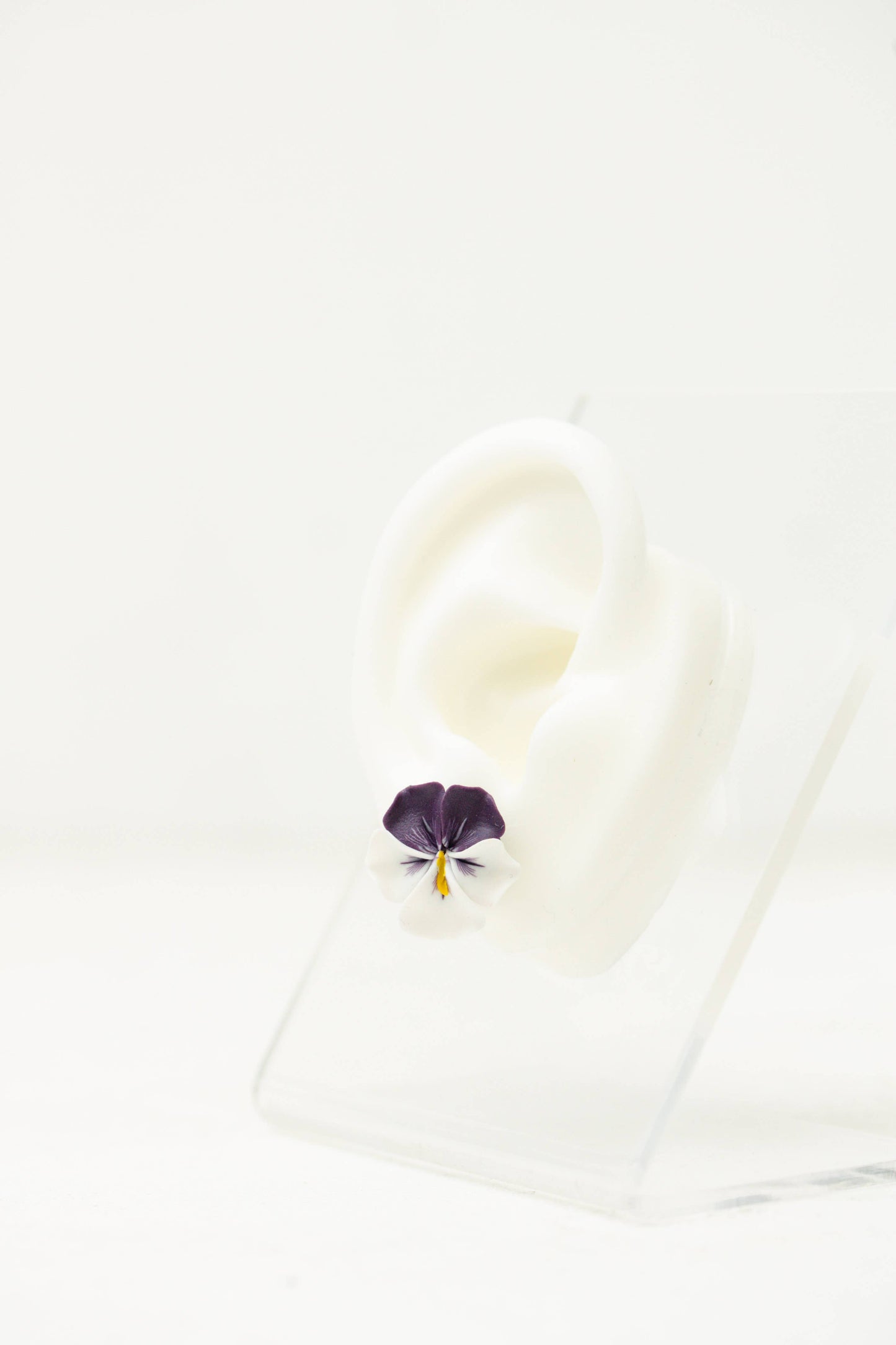Purple White Pansy Earrings