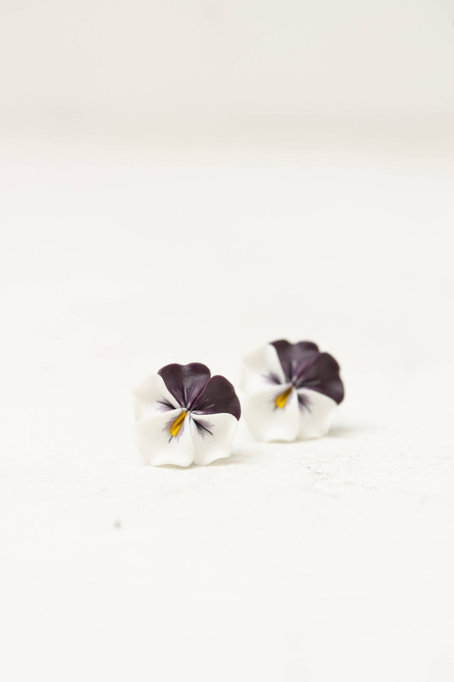 Purple White Pansy Earrings