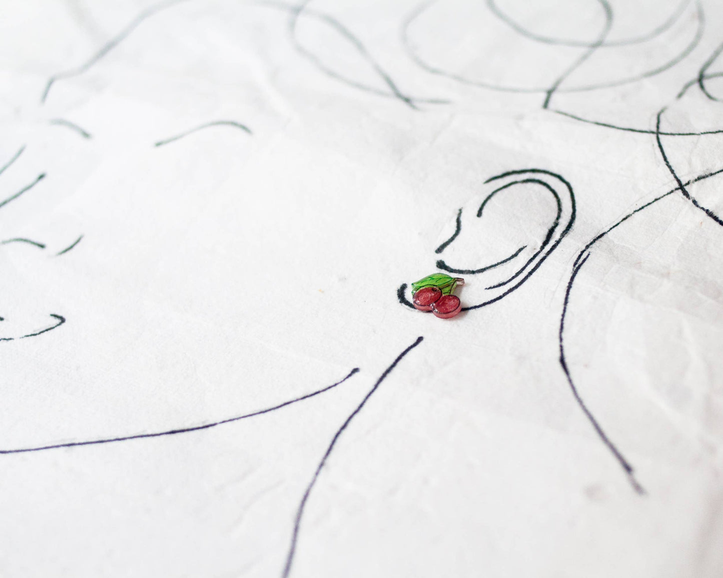 Red Cherry Fruit Stud Earrings