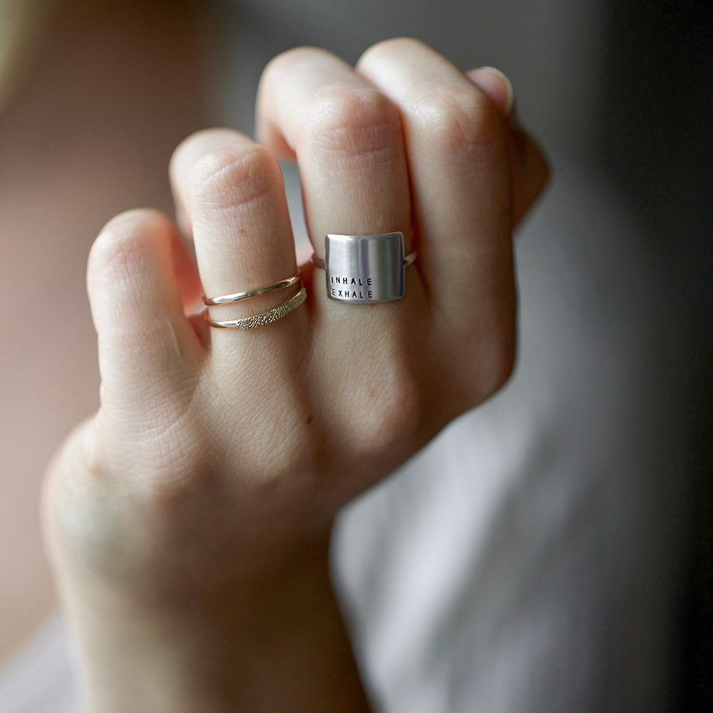 Hand Stamped Wide Inspiring Statement Ring