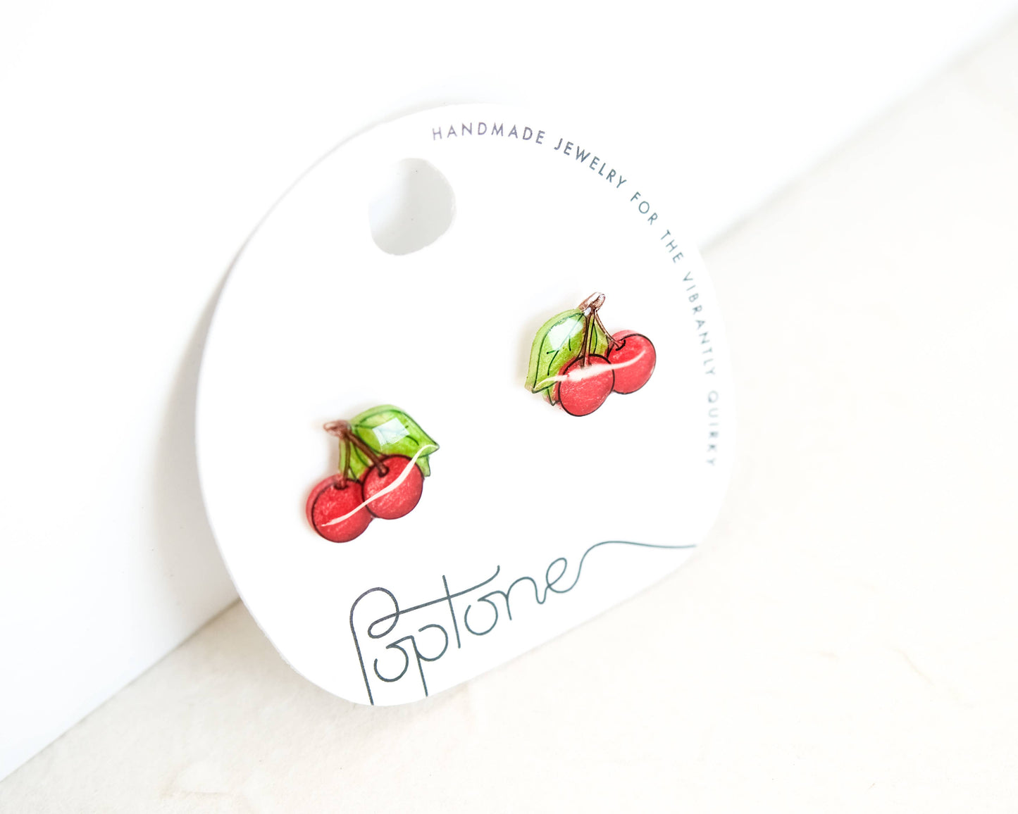 Red Cherry Fruit Stud Earrings