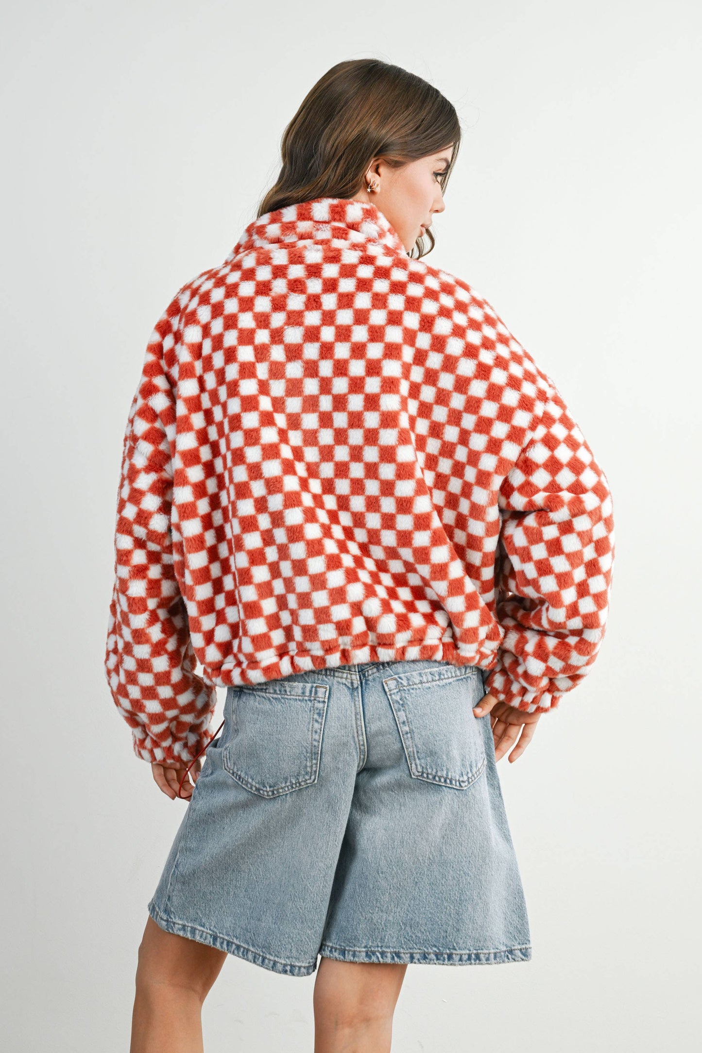 Fall Winter Checker Teddy Fall Jacket