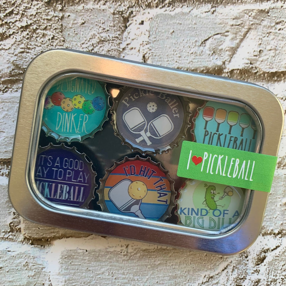 Pickleball Bottle Cap Magnet Set