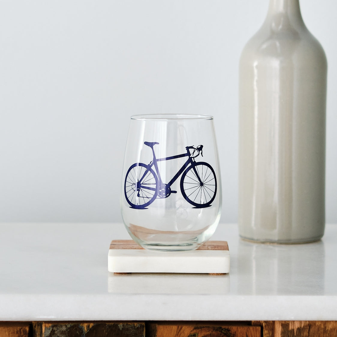 Bicycle Stemless Wine Glass