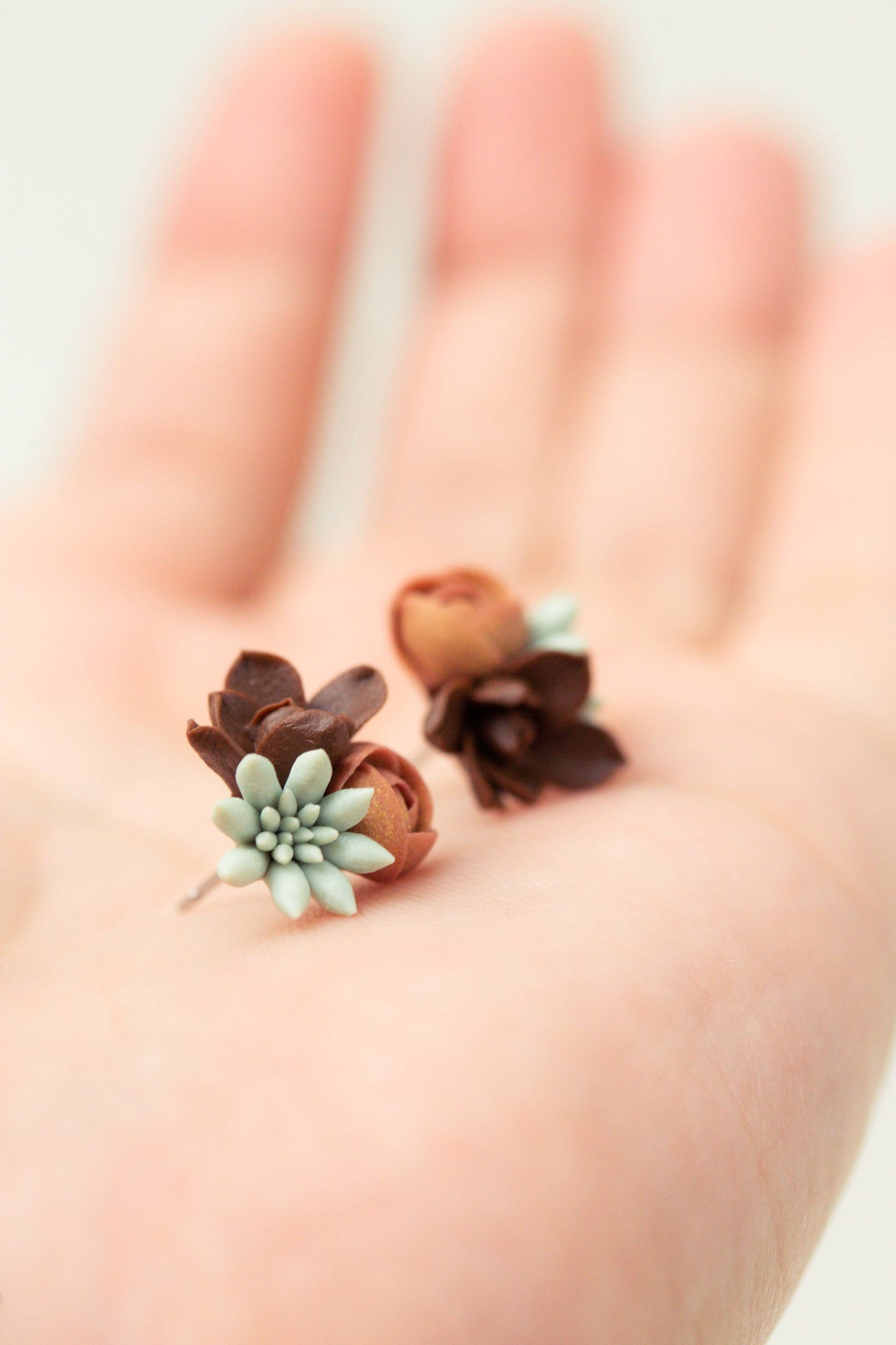 Succulent-Inspired Earrings – Handmade Polymer Clay Jewelry