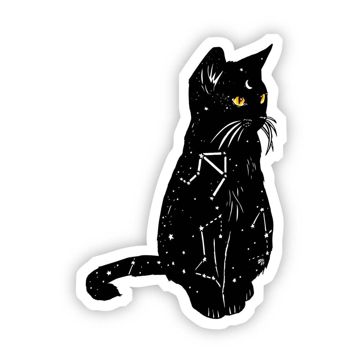 Black Cat Yellow Eyes Constellation Sticker