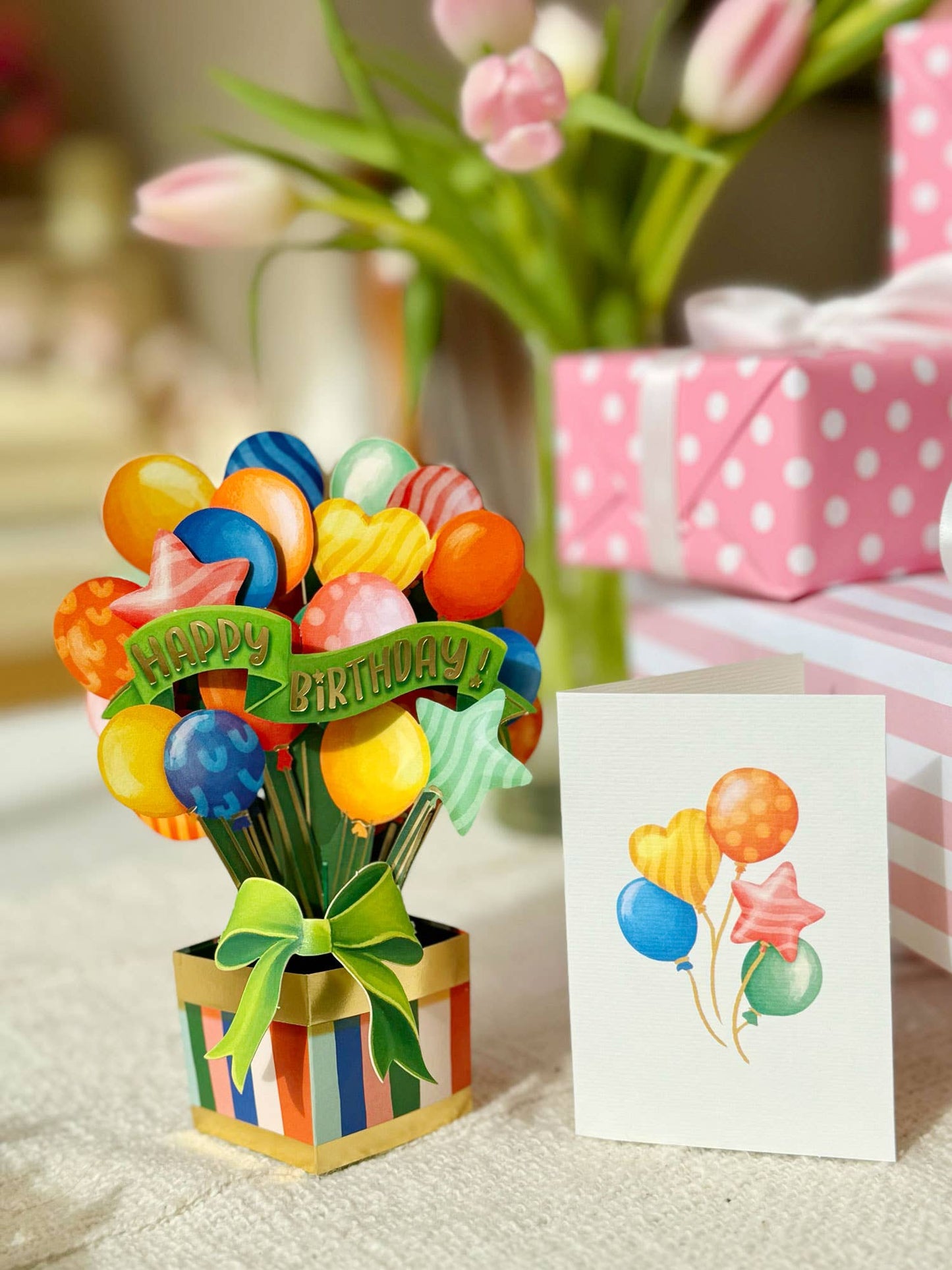 Mini Birthday Balloons Pop-up Greeting Card