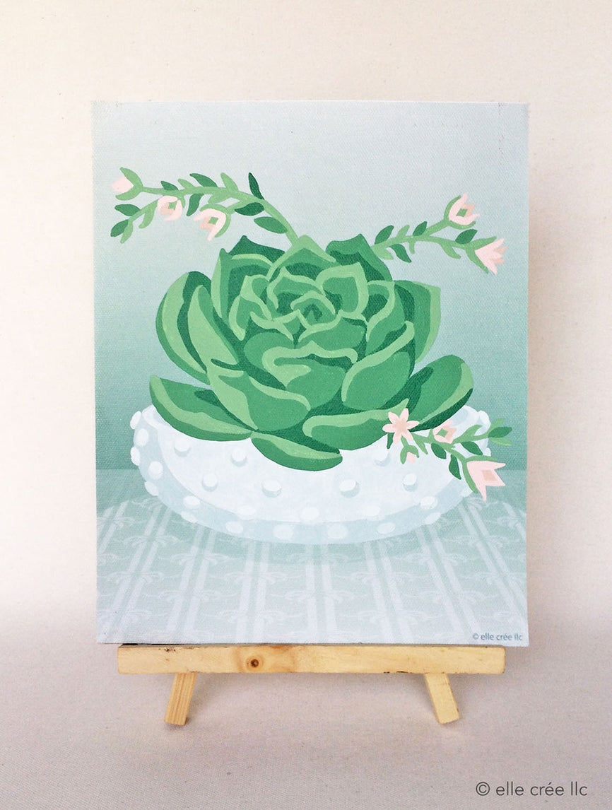 Blooming Succulent in Hobnail Bowl Paint-by-Number Kit