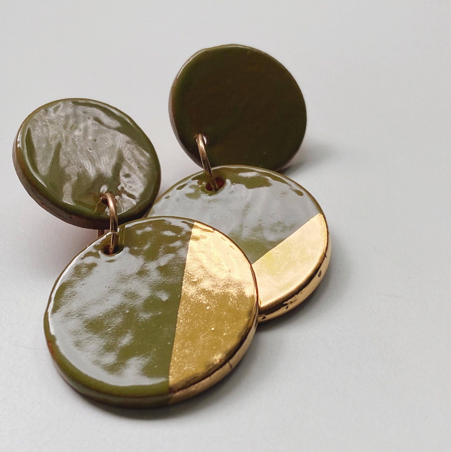 GILA- Avocado and Gold Earrings