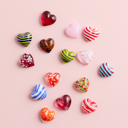 Art Glass Hearts Assortment - 1"