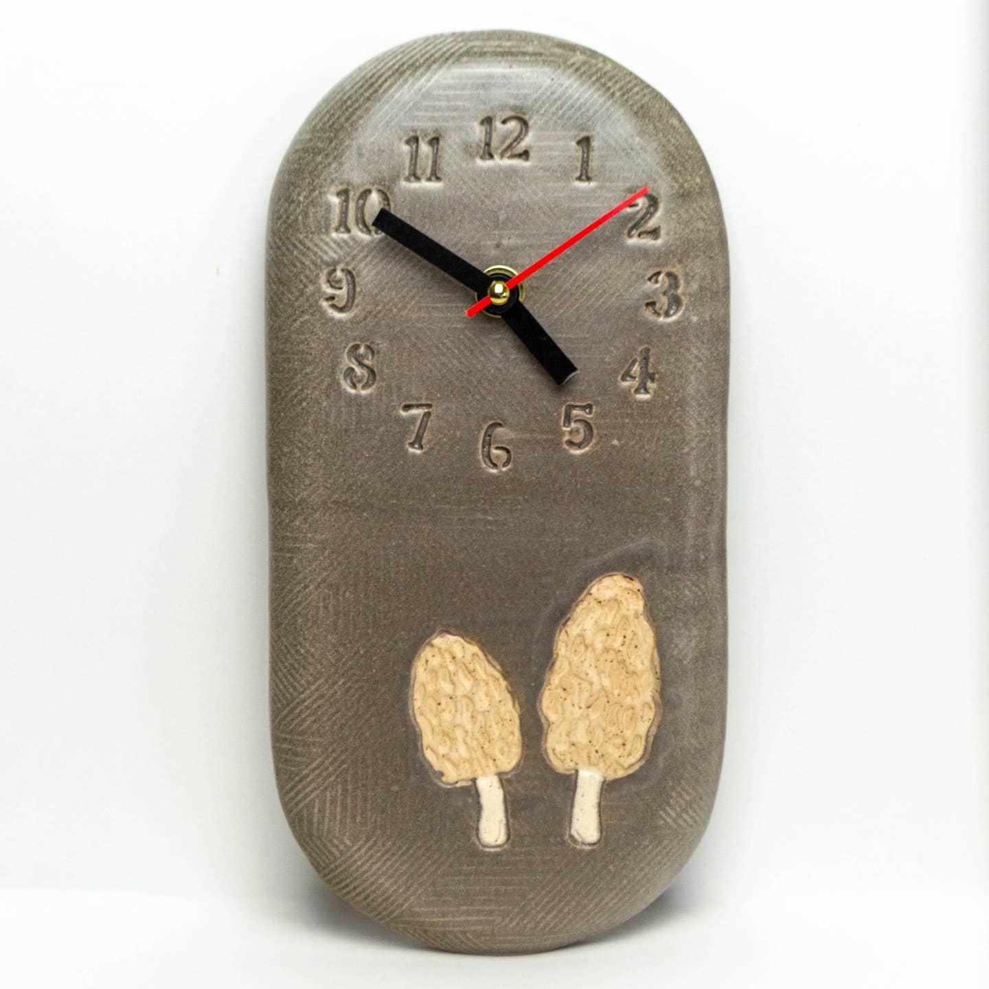 Morel Mushroom Ceramic Wall Clock Handmade