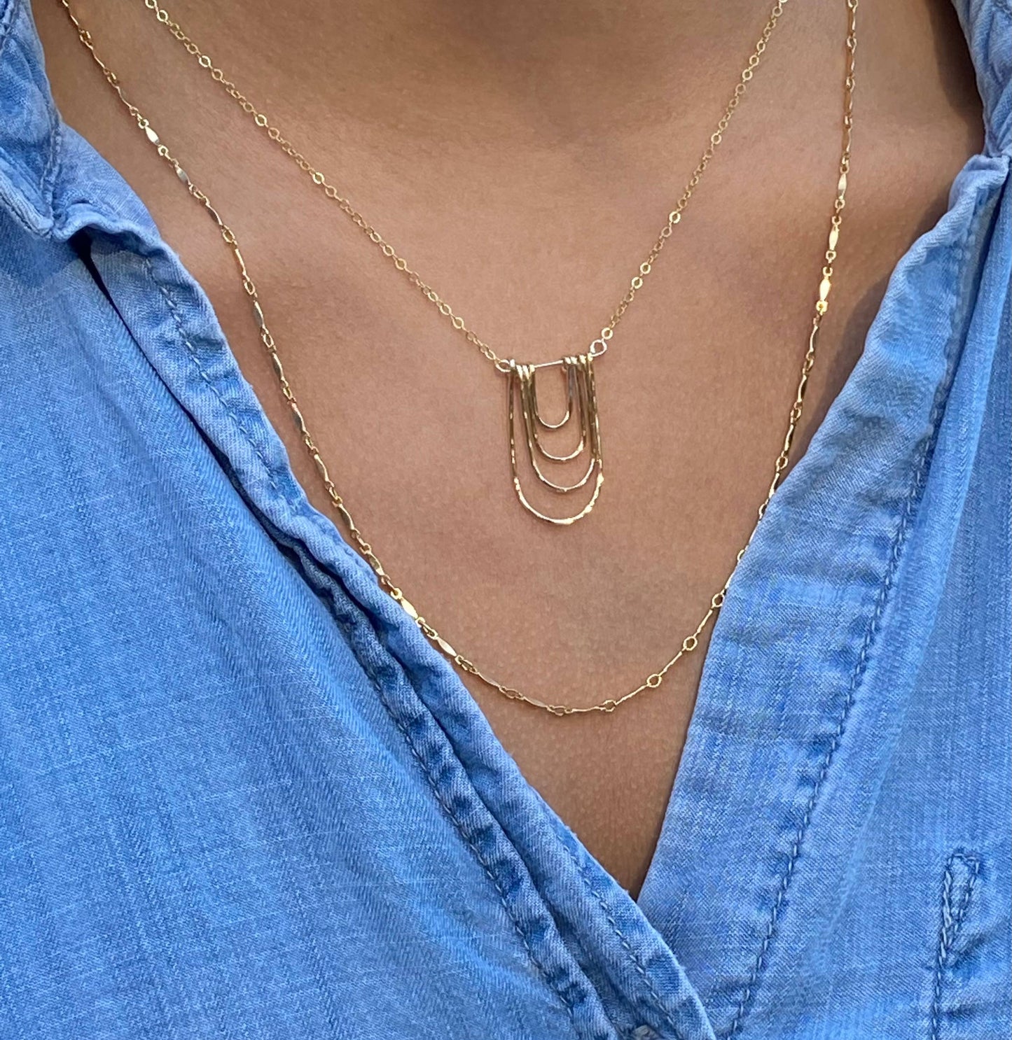 Modern Arc Necklace Gold Filled