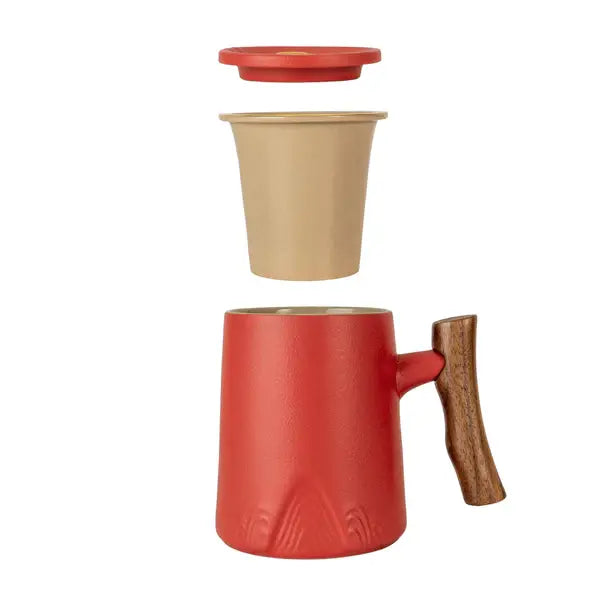 Red Mug With Infuser and Lid - 12 fl.oz.
