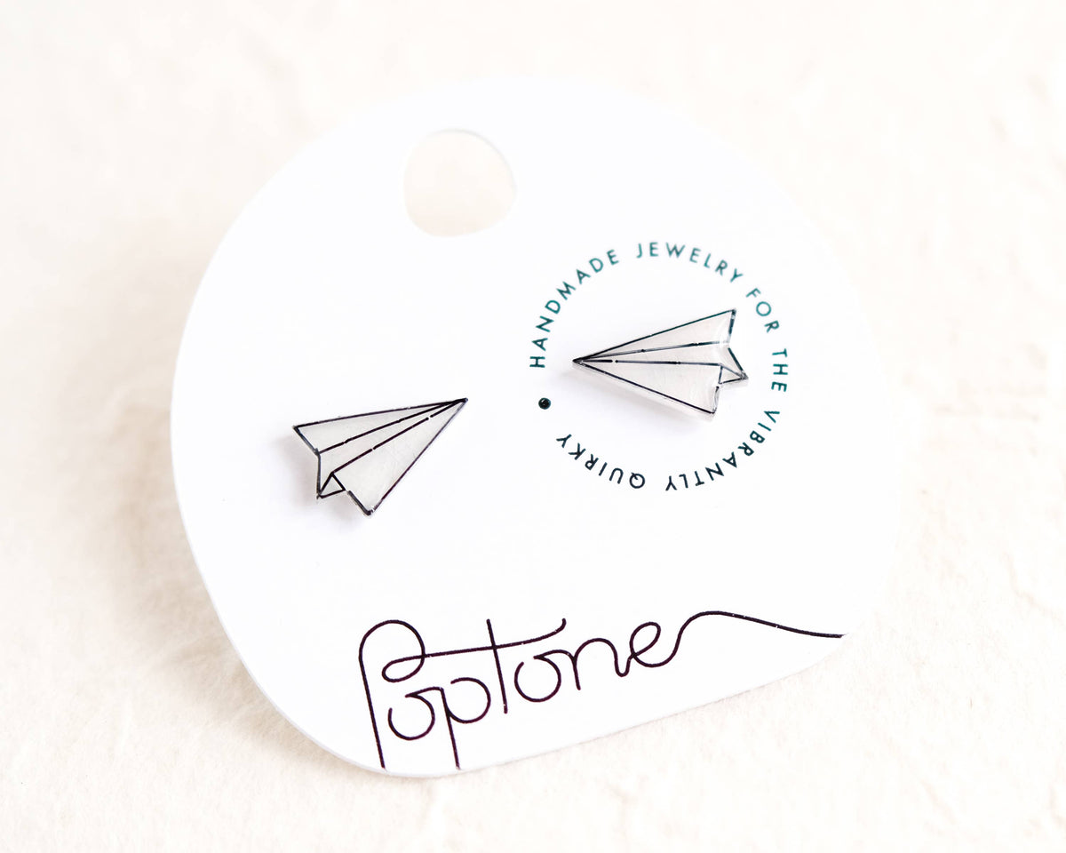 Paper Airplane Stud Earrings