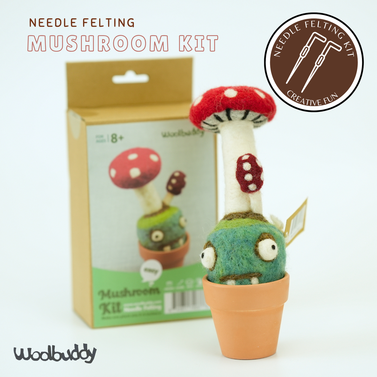 Mushroom Monster Needle Felting Kit – DIY Wool Craft