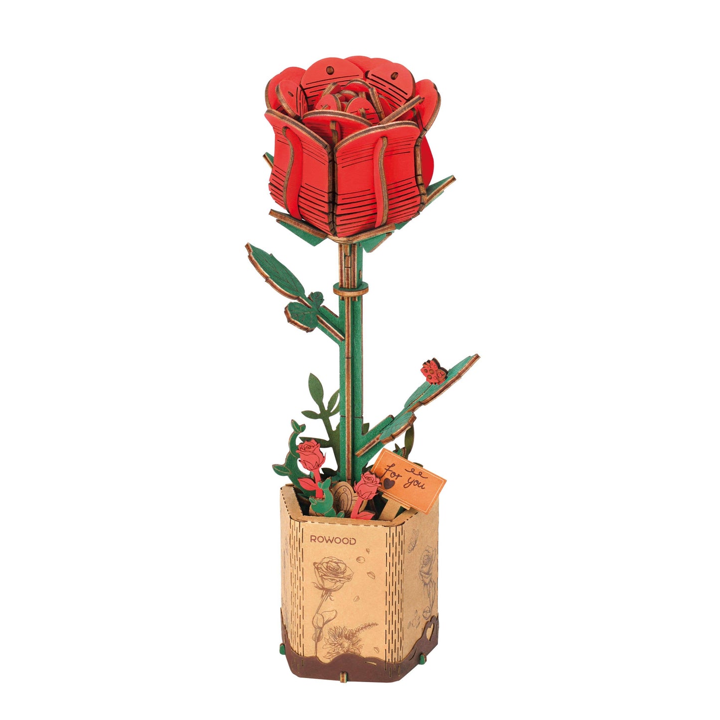 Rowood Red Rose 3D Wooden Puzzle
