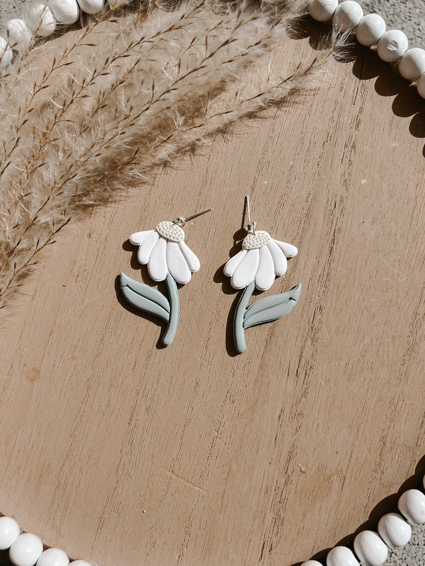 Daisy Flower Dangle Earrings, Boho Earrings, Minimalist