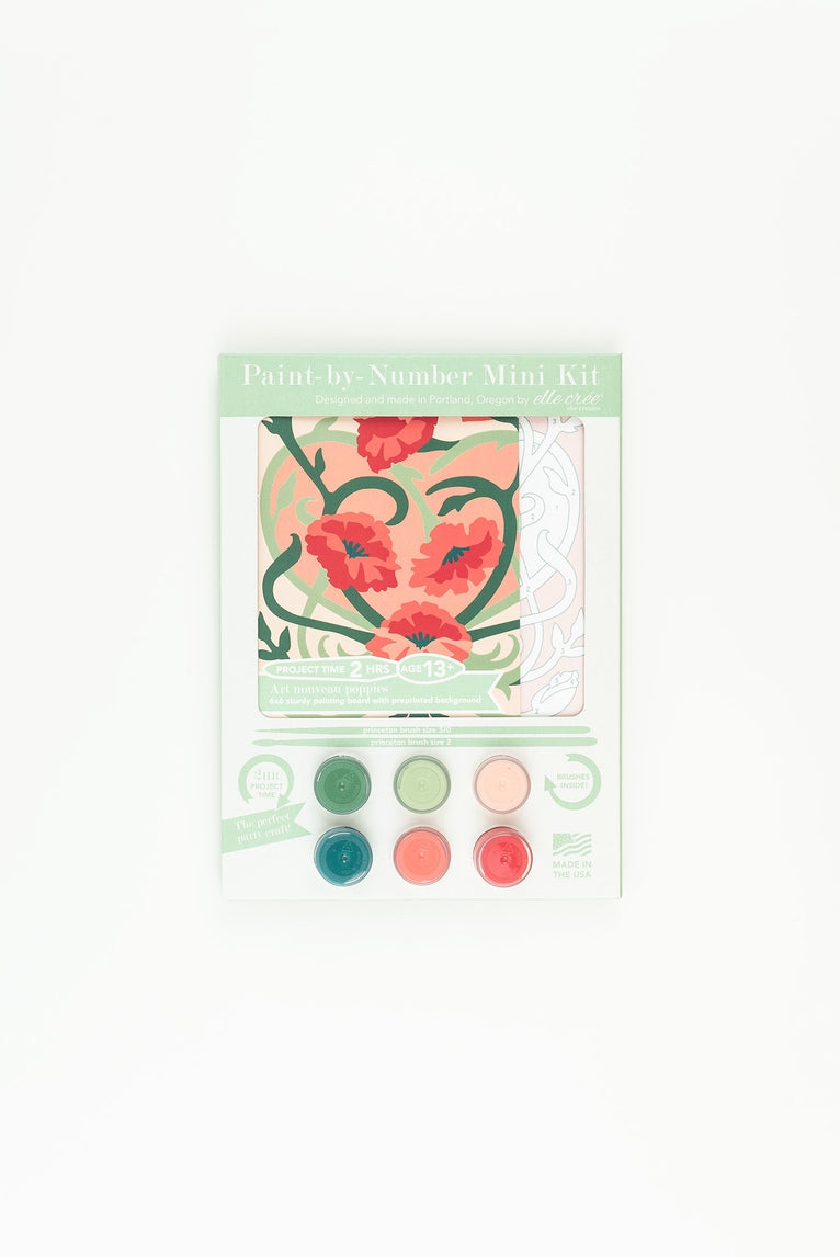 Art Nouveau Poppies Valentine Mini Paint-By-Number Kit