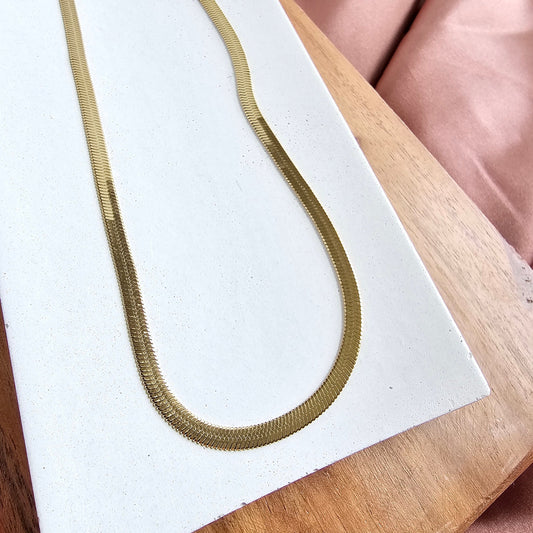 Luxe Gold Herringbone Necklace 20"