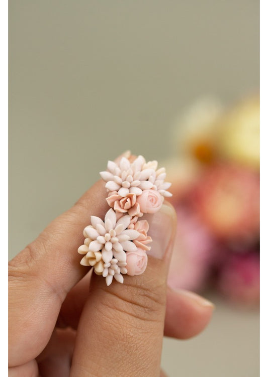 Pink Bouquet Succulent Stud Earrings