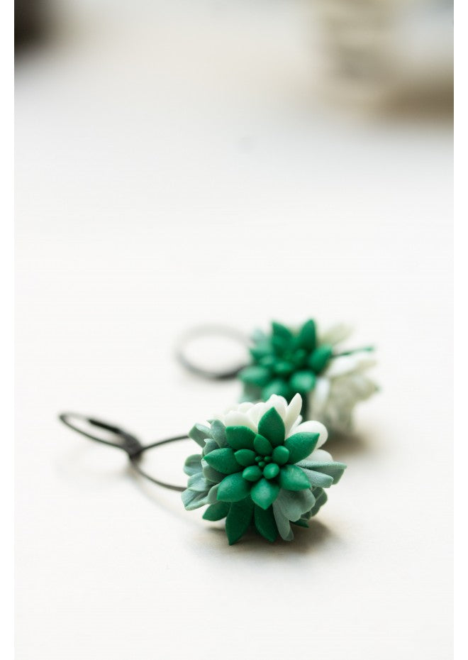 Green Succulent Drop Earrings