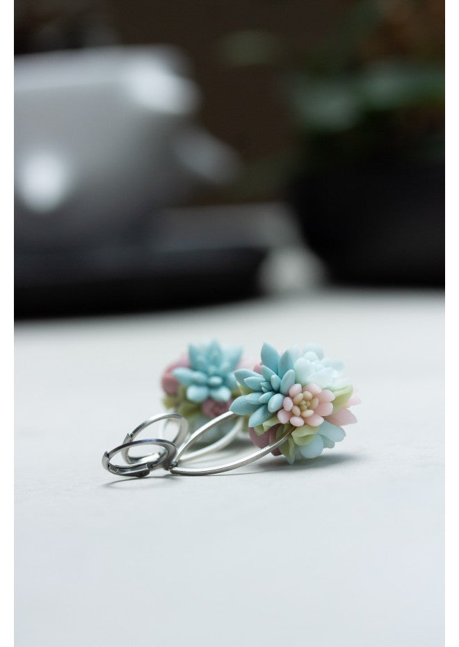 Pastel Succulent Drop Earrings