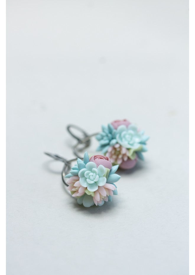 Pastel Succulent Drop Earrings