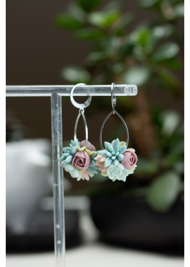 Pastel Succulent Drop Earrings