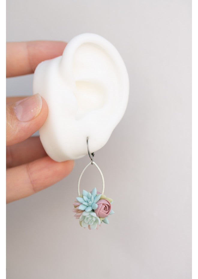 Pastel Succulent Drop Earrings