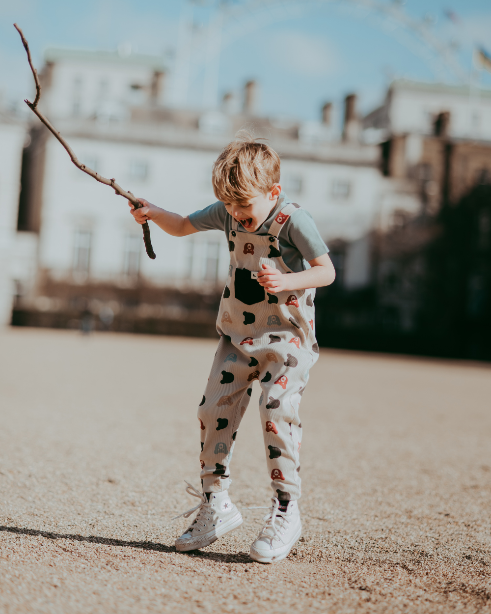 Organic Cotton Rib Bear Dungaree