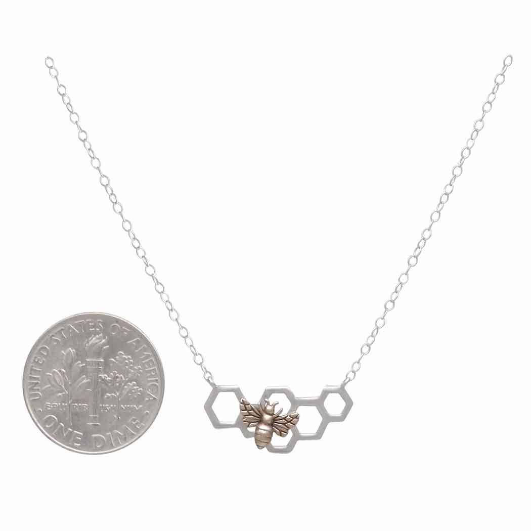 Mixed Metal Bee and Honeycomb Festoon Necklace