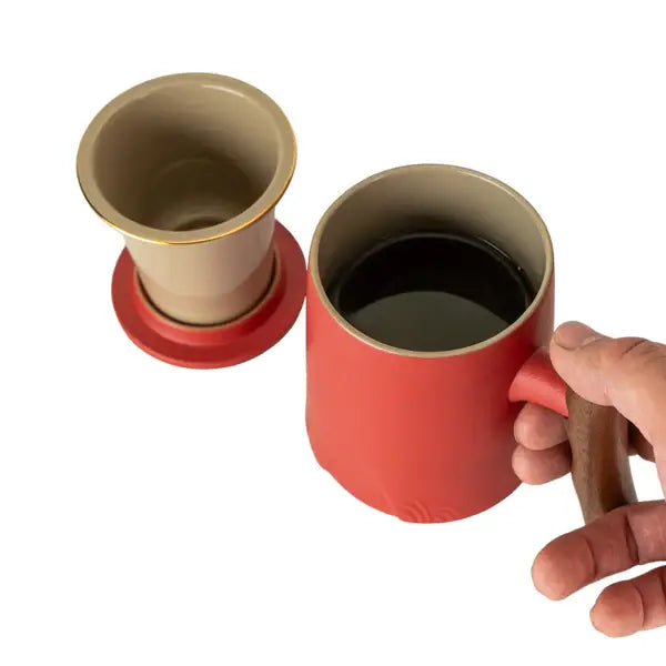 Red Mug With Infuser and Lid - 12 fl.oz.