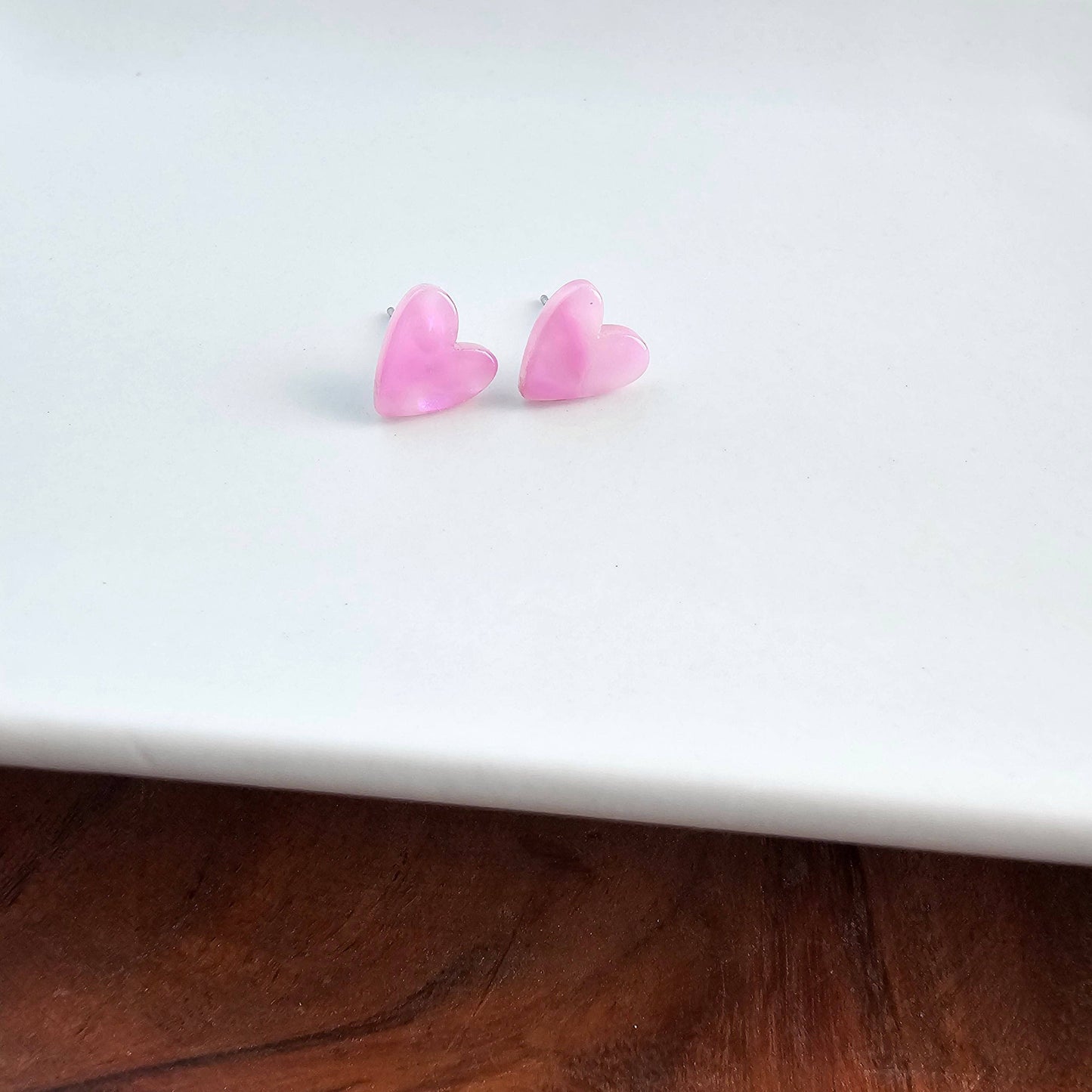 Hand Drawn Heart Studs - Bubblegum Bliss