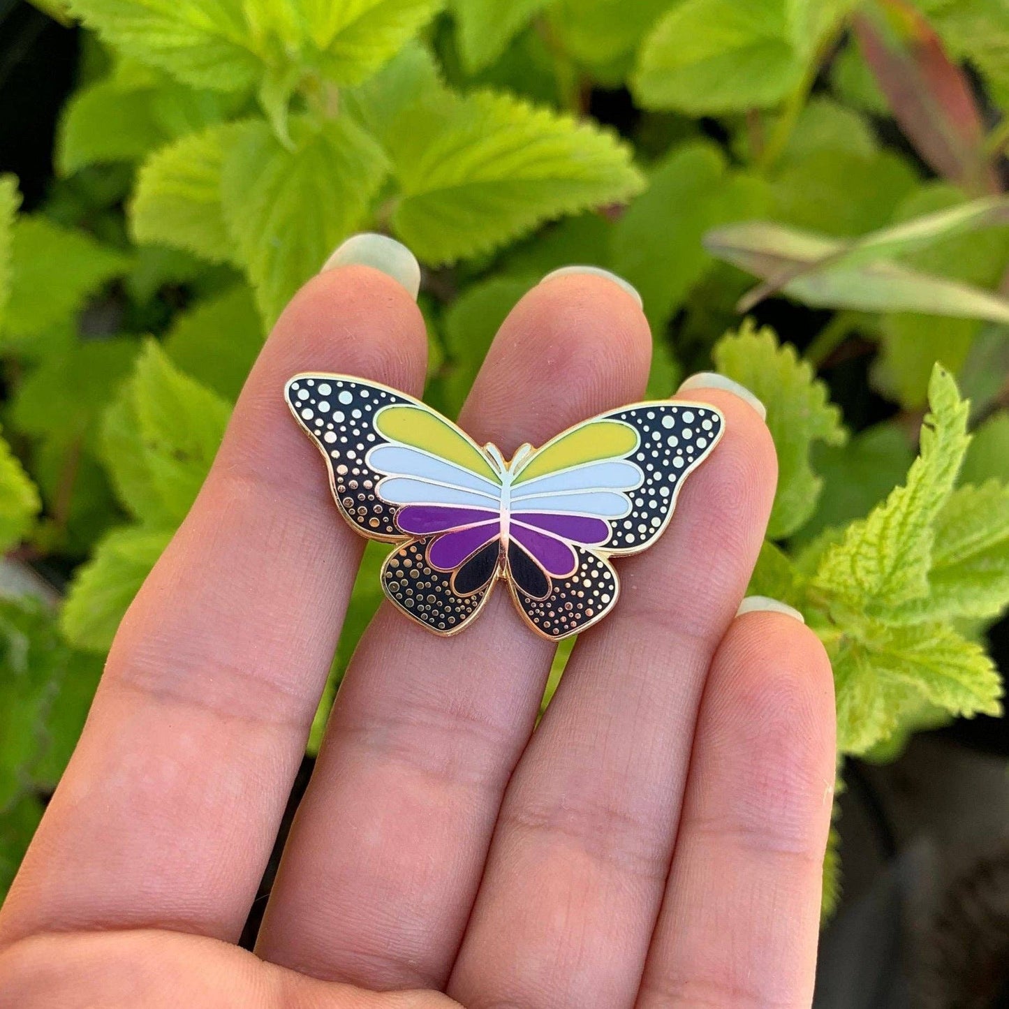 Non-Binary Pride Butterfly Enamel Pin