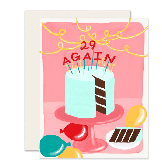 29 Again Birthday Cake Card