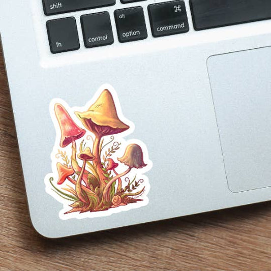 Cottagecore Mushroom Cluster Vinyl Sticker