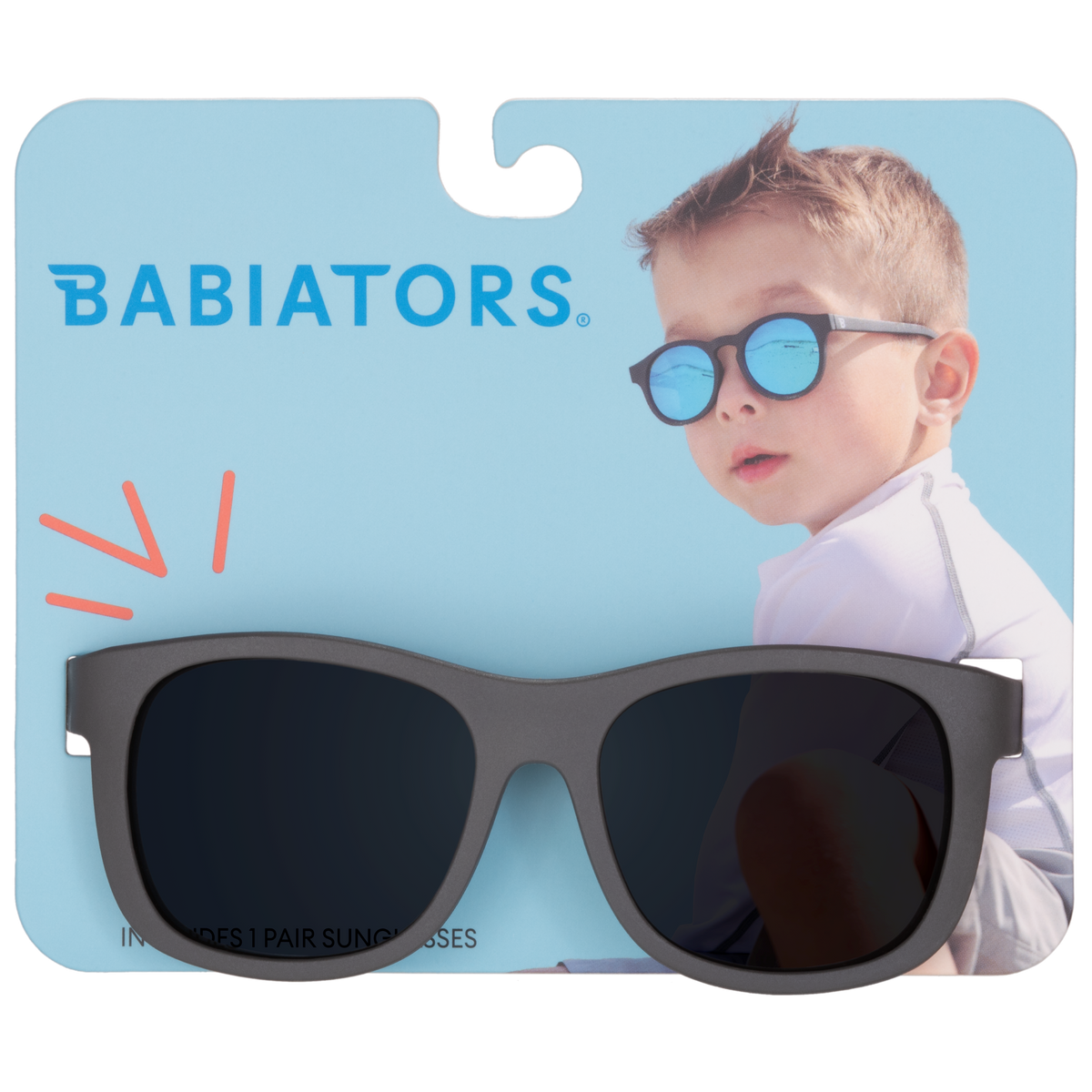 Galactic Grey Kids Navigator Sunglasses on Peggable Hangtag