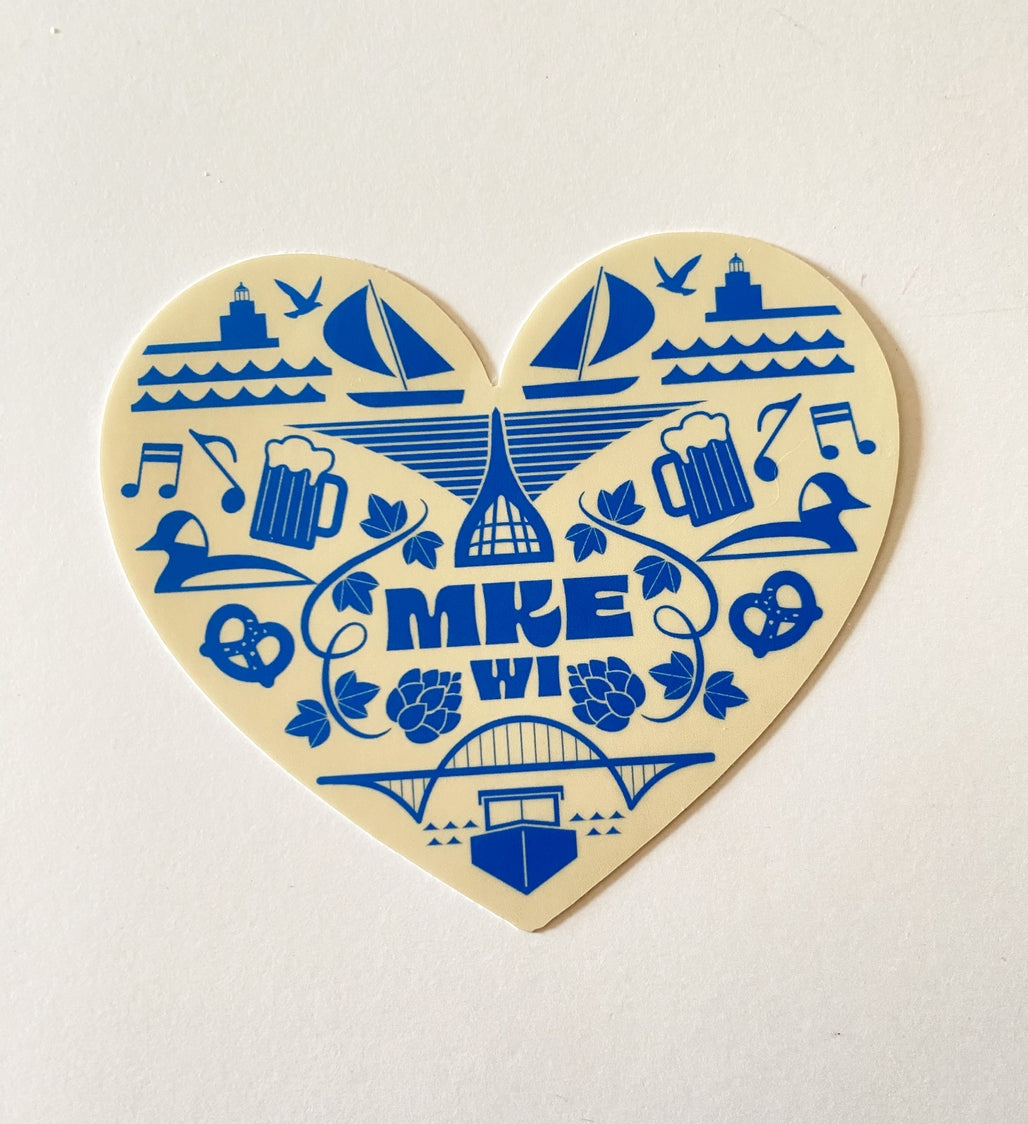 Mke Milwaukee Heart Icons Vinyl Sticker