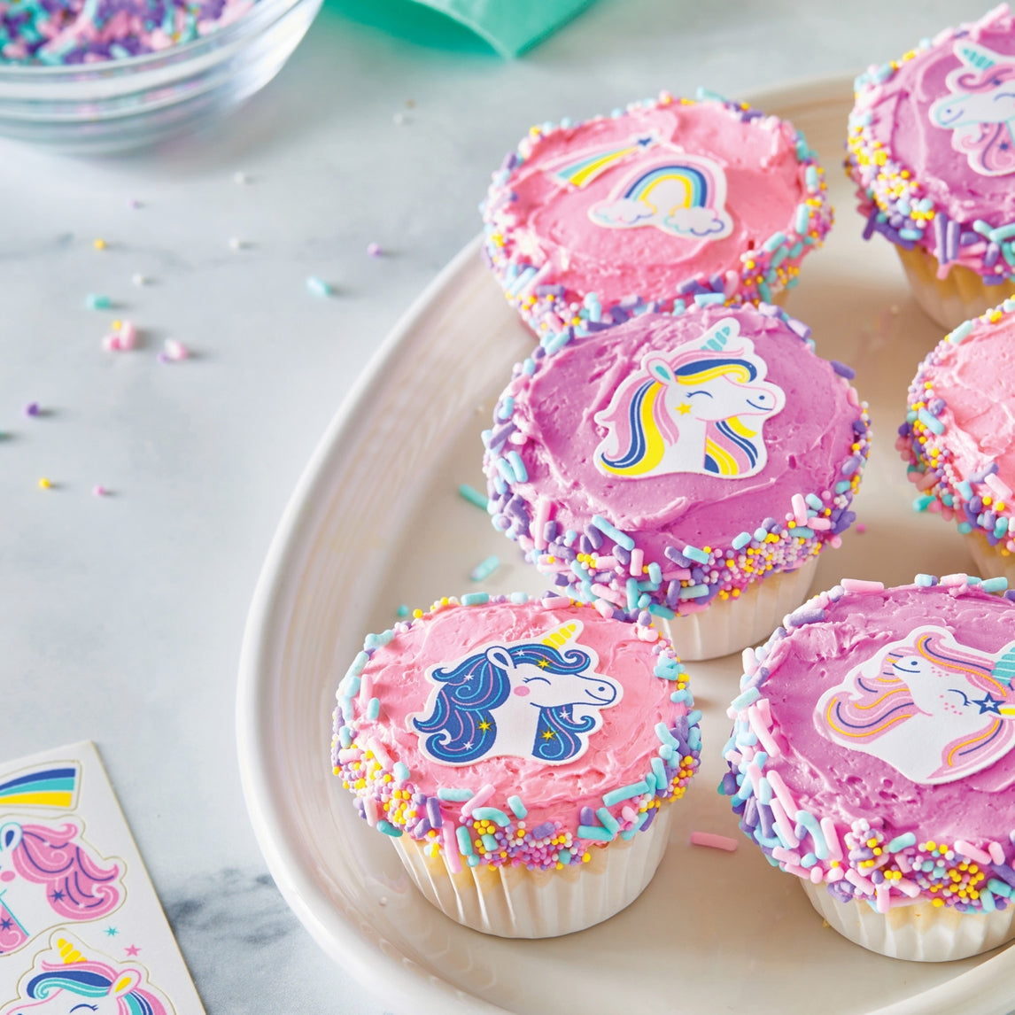 Unicorn Rainbow Edible Cookie & Cupcake Toppers