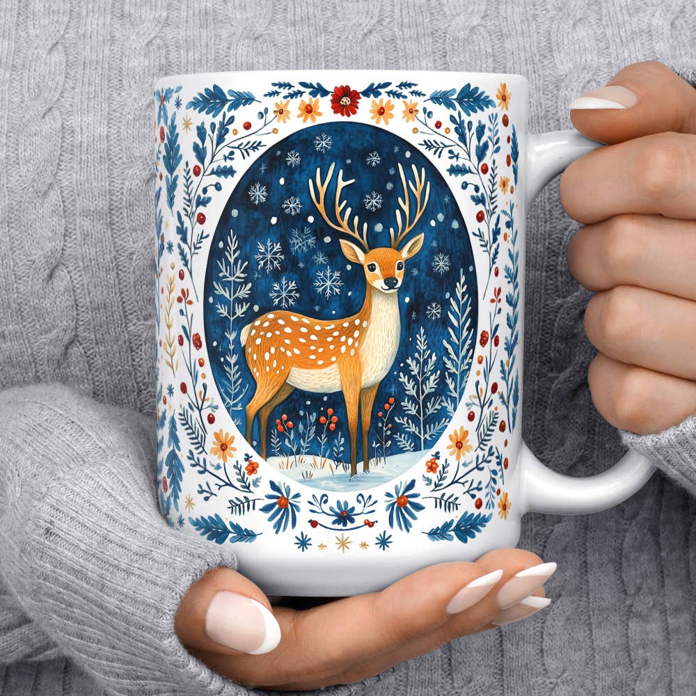 Festive Winter Woodland Deer Mug