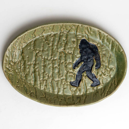 Sasquatch Green Handmade Ceramic Oval Trinket Dish