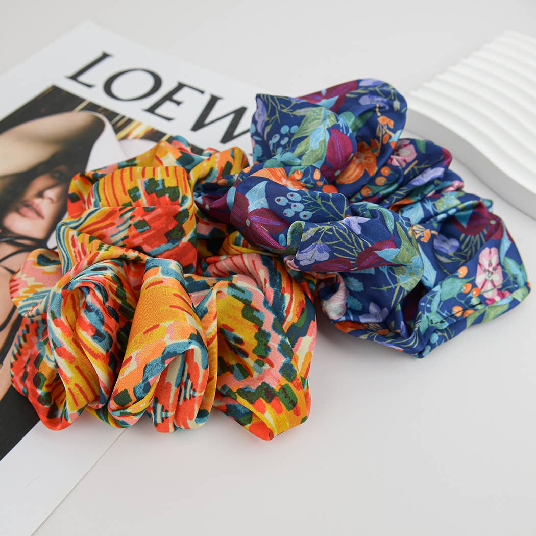 Vintage Floral Print Soft Scrunchies