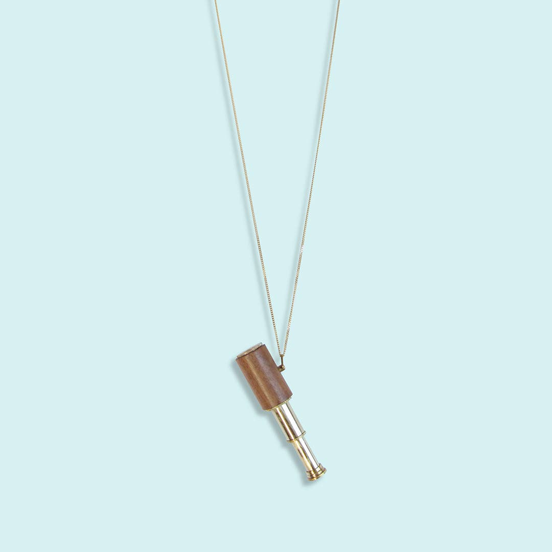 Wood Telescope Necklace - 32" Chain