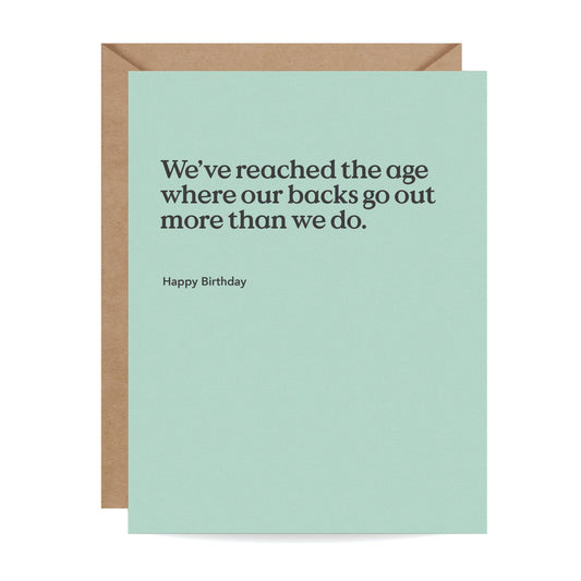 Backs Go Out Funny Birthday Card